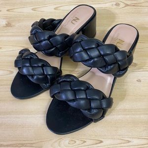 Ninety Union Black Braided Block Heel Slip On Sandals Womens Shoes Size 5